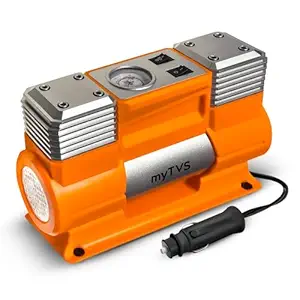 myTVS Heavy Duty Metal Electric Tyre Inflator for SUV/Sedan | 150Psi Portable Air Pump with Dual Motor High-Performance Compressor with LED Light & 1+1 Year Warranty Compatible with All cars (TI-18)