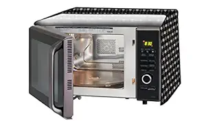 Stylista PVC Microwave Oven Cover for Panasonic 23L NN-CT353BFDG, Floral Pattern Black White
