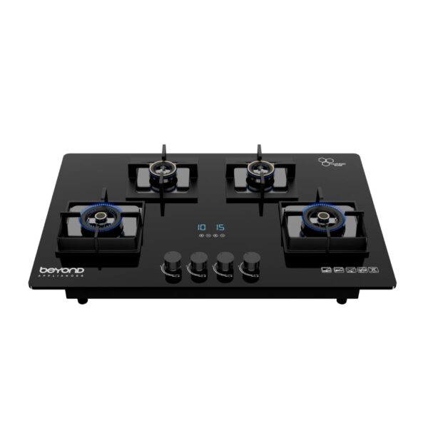 Beyond Appliances Smart Timer Dorado Hobtop, Flame Failure Device, Hybrid Functionality, Auto-Ignition, Glass-top Gas Stove (4 Burner)
