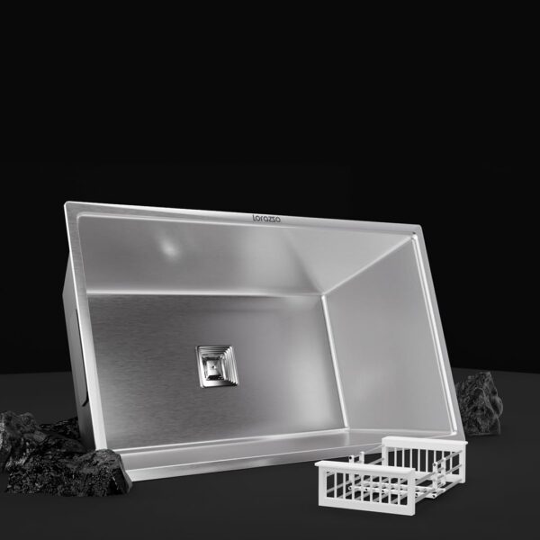 Lorazzo Lustr™ Kitchen Sink (SILVER) – 30X18 inches | Stainless Steel Sink for Kitchen | Sink for Kitchen Basin | with SS-304 Coupling, Waste Pipe & Basket | 10-Years Lorazzo Limited Warranty