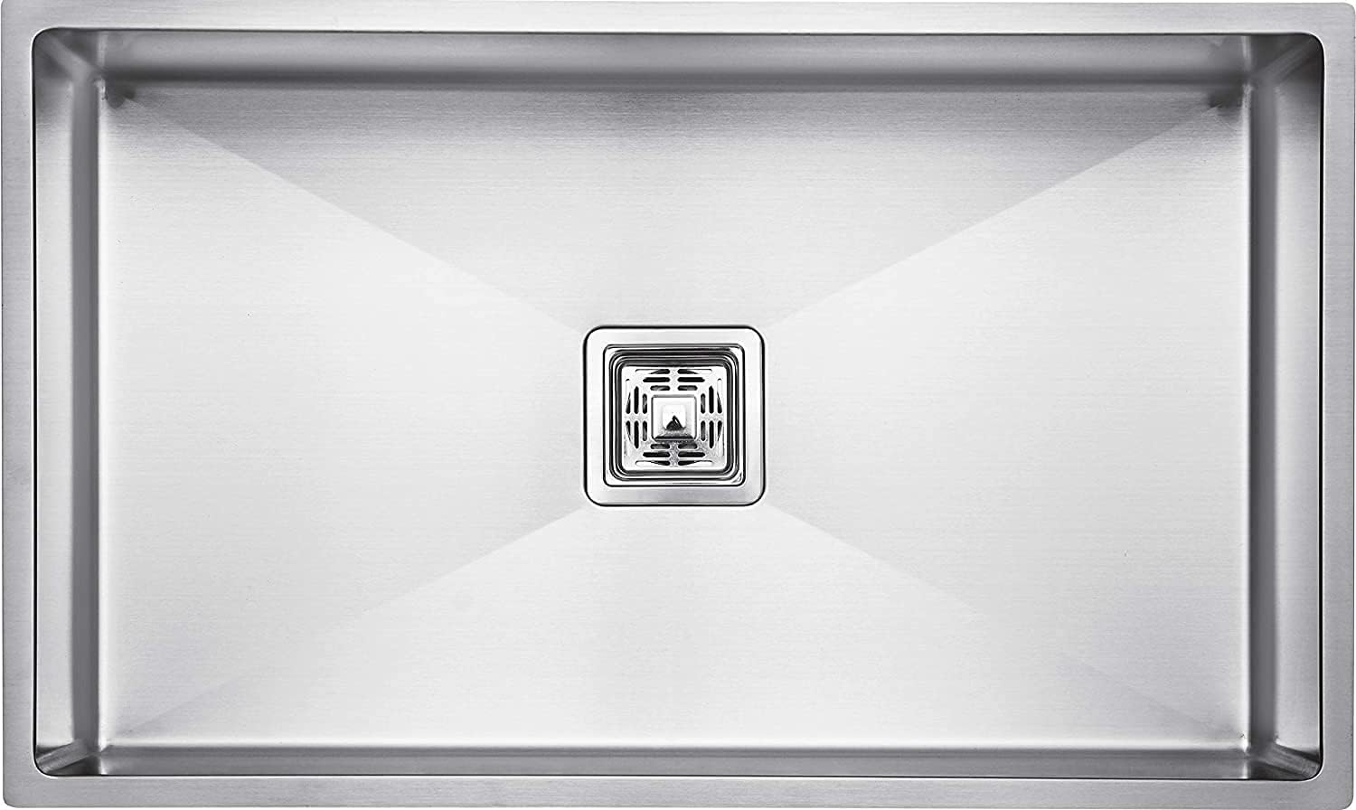 ARQUIN 30"x18"10" Kitchen Sink Handmade MATT Finish Single Bowl 304 Grade Stainless Steel Kitchen Sink/Basin For Kitchen With Square Drainer and SS Fruit Basket.